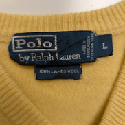 Pull Polo Ralph Lauren Jaune Logo Bleu Marine - 100% Laine d'Agneau S/M (ajusté)