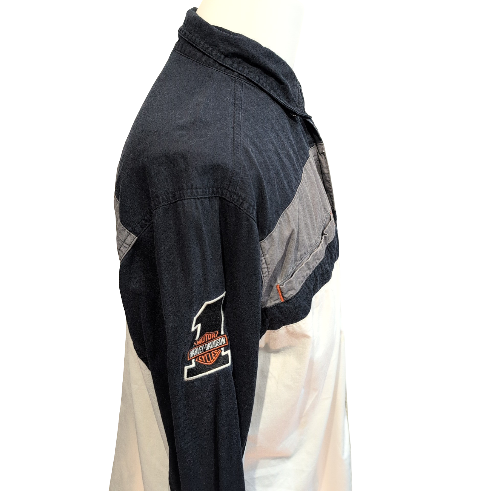 Chemise Harley Davidson L Noire Blanche Brodée Moto Motard manches longues