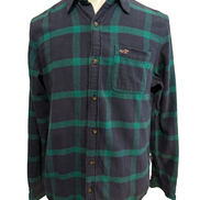 🌊 Chemise HOLLISTER Flanelle Carreaux Vert Bleu M Coton |306S
