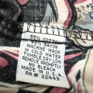 Chemise Hawaïenne QUE XL Made in USA Noire Fleurs Bordeaux Coton Rayonne