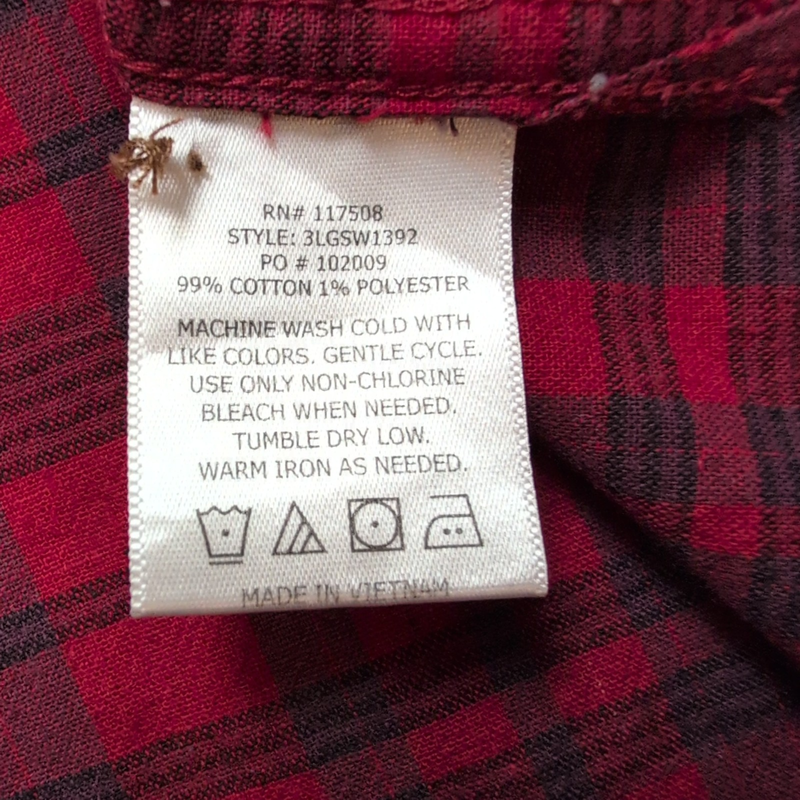 Chemise LEVI'S Homme M Rouge et Noire à Carreaux Manches Courtes Poche