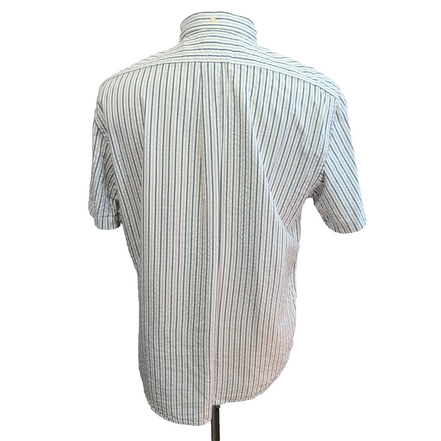 Chemise Tommy Hilfiger Manches Courtes Grise et Blanche à Rayures Taille L