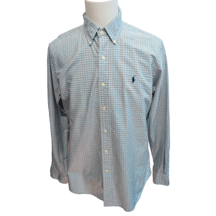 Chemise Ralph Lauren Custom Fit L Turquoise Noir Oxford Logo Bleu Marine