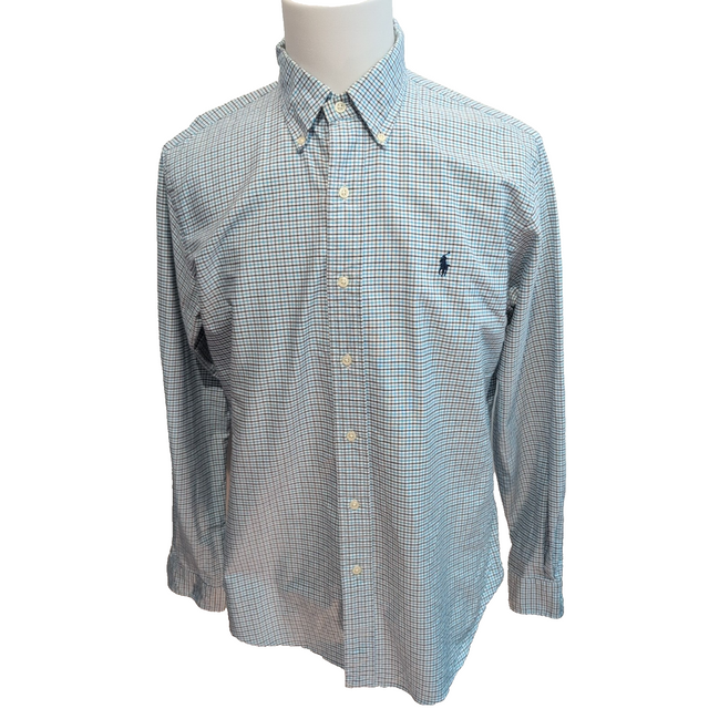 Chemise Ralph Lauren Custom Fit L Turquoise Noir Oxford Logo Bleu Marine