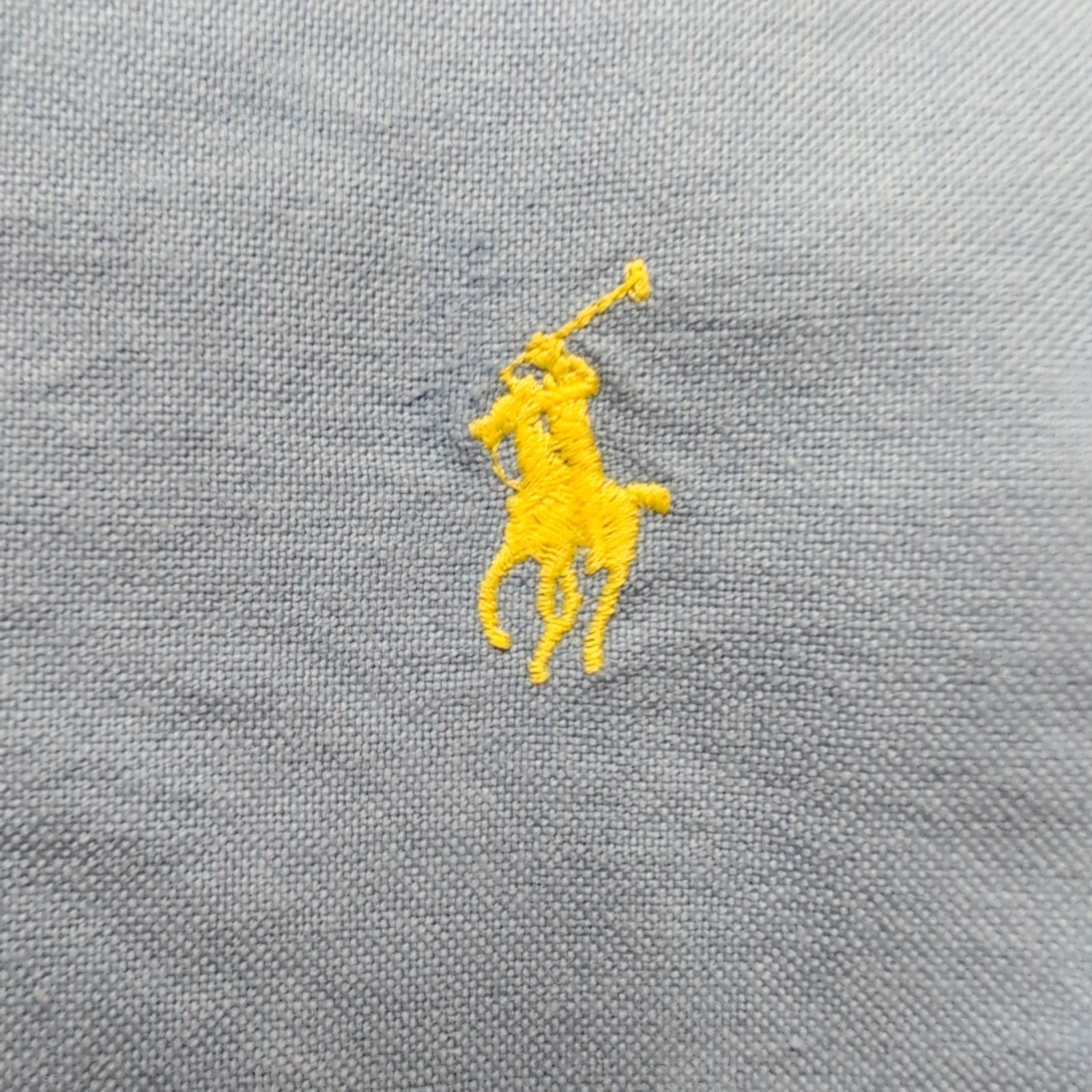 Chemise Ralph Lauren XLT Bleu Ciel Logo Jaune Manches Courtes QR Code
