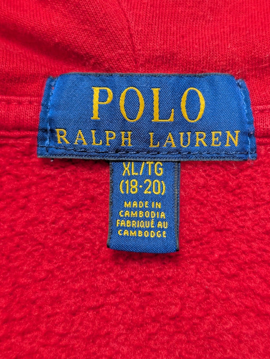 Veste à Capuche Zippée Polo Ralph Lauren Rouge Logo Marine - Taille XL 18-20