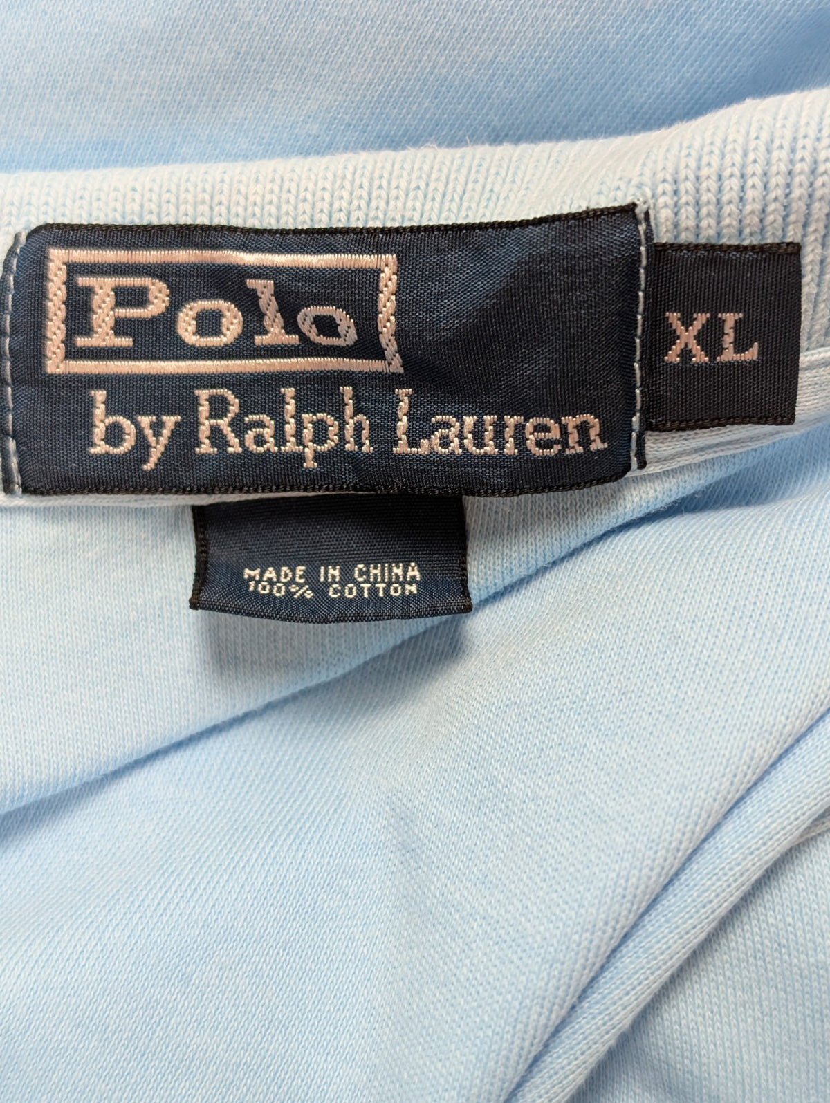 Polo manches courtes Polo Ralph Lauren XL bleu ciel logo rose coton