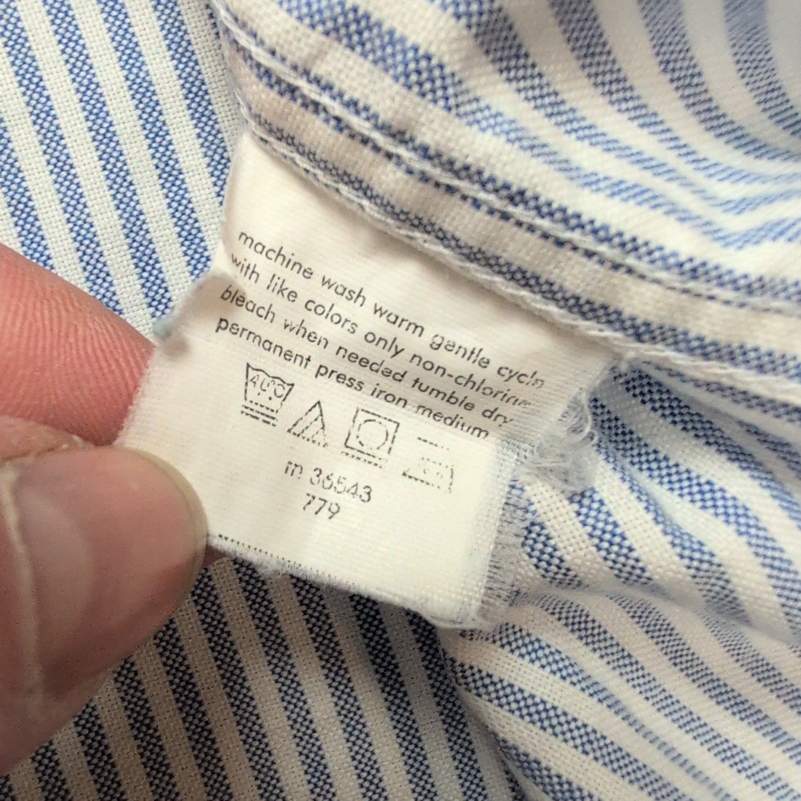Chemise Chaps bleu à rayures coton Oxford manches longues 1 poche L XL