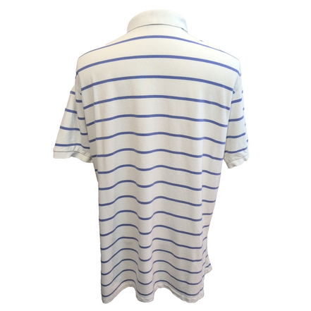 Polo Ralph Lauren Homme XL Blanc Rayures Lilas Logo Vert Polo Manches Courtes