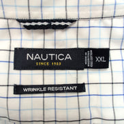 Chemise Nautica Blanc Carreaux Bleu Noir 2XL Coton Vintage XXL