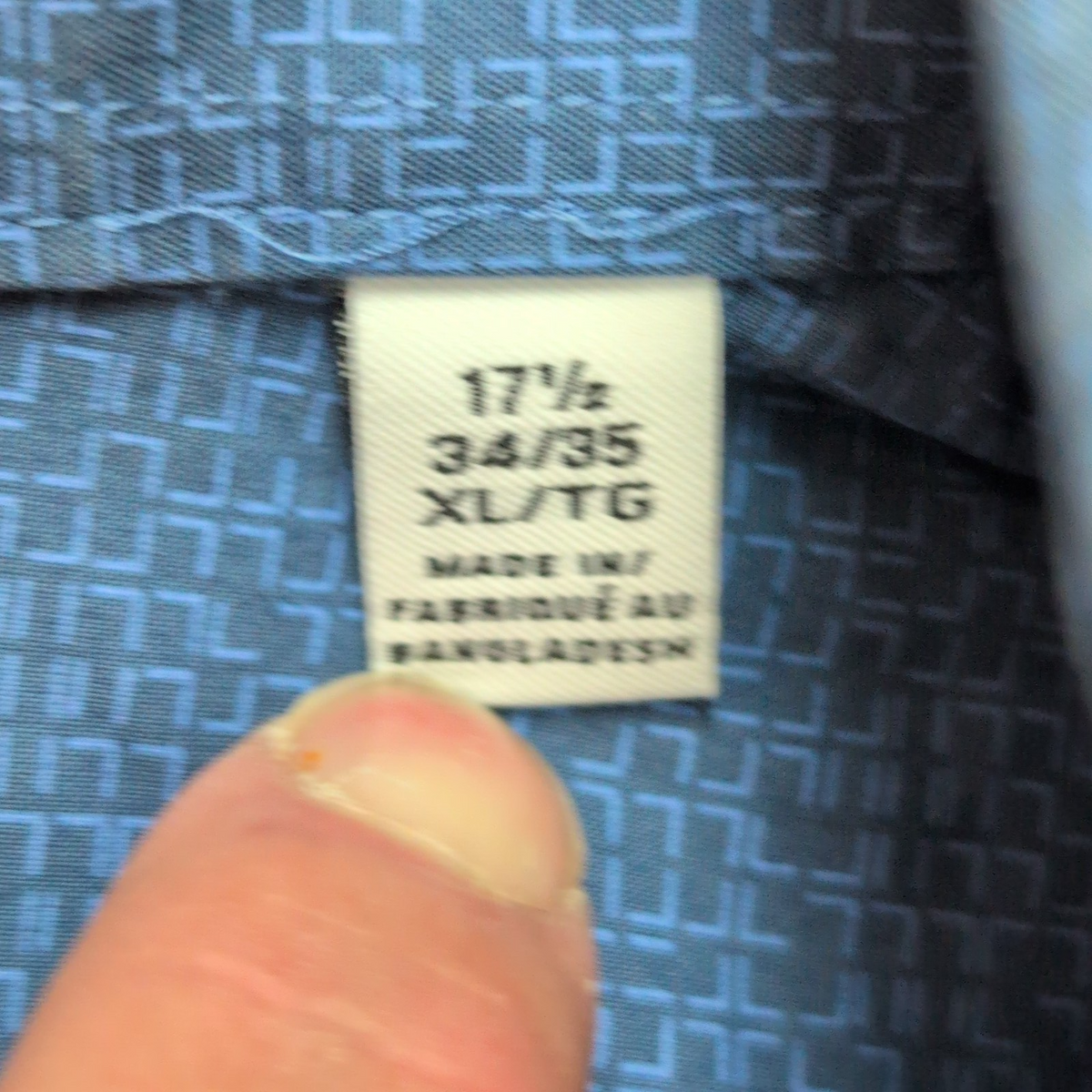 Chemise CALVIN KLEIN Slim Fit XL Bleu Motif Géométrique Stretch Coton