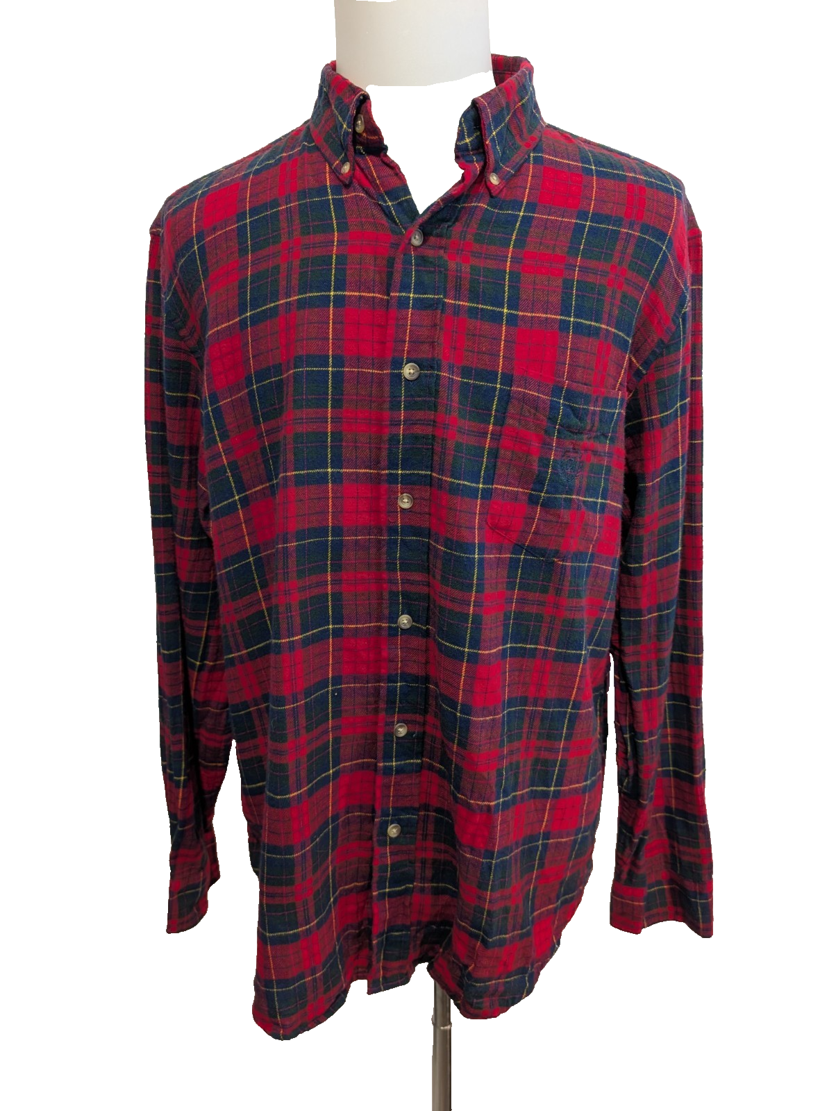 🔥 CHEMISE FLANELLE CHAPS XL (TG) TARTAN ROUGE VERT BLEU LOGO BRODÉ