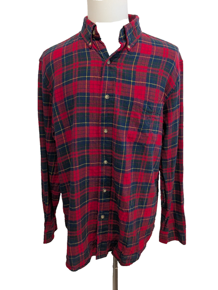 🔥 CHEMISE FLANELLE CHAPS XL (TG) TARTAN ROUGE VERT BLEU LOGO BRODÉ