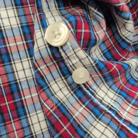 Chemise Dockers M Carreaux Bleu Blanc Rouge Logo Poche manches longues