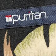 Chemise Hawaïenne PURITAN Noire Motif Feuillage Vert - Taille XL