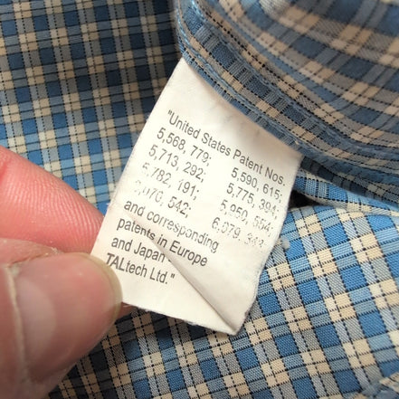 Chemise LL Bean bleu ciel petits carreaux manches longues 1 poche L