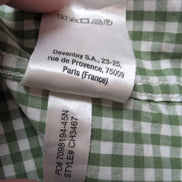 Chemise Lacoste 42 L Vert Blanc Vichy Regular Fit Logo Poche manches longues
