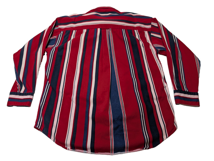 Chemise CHAPS Ralph Lauren rouge rayures shirt button down coton L