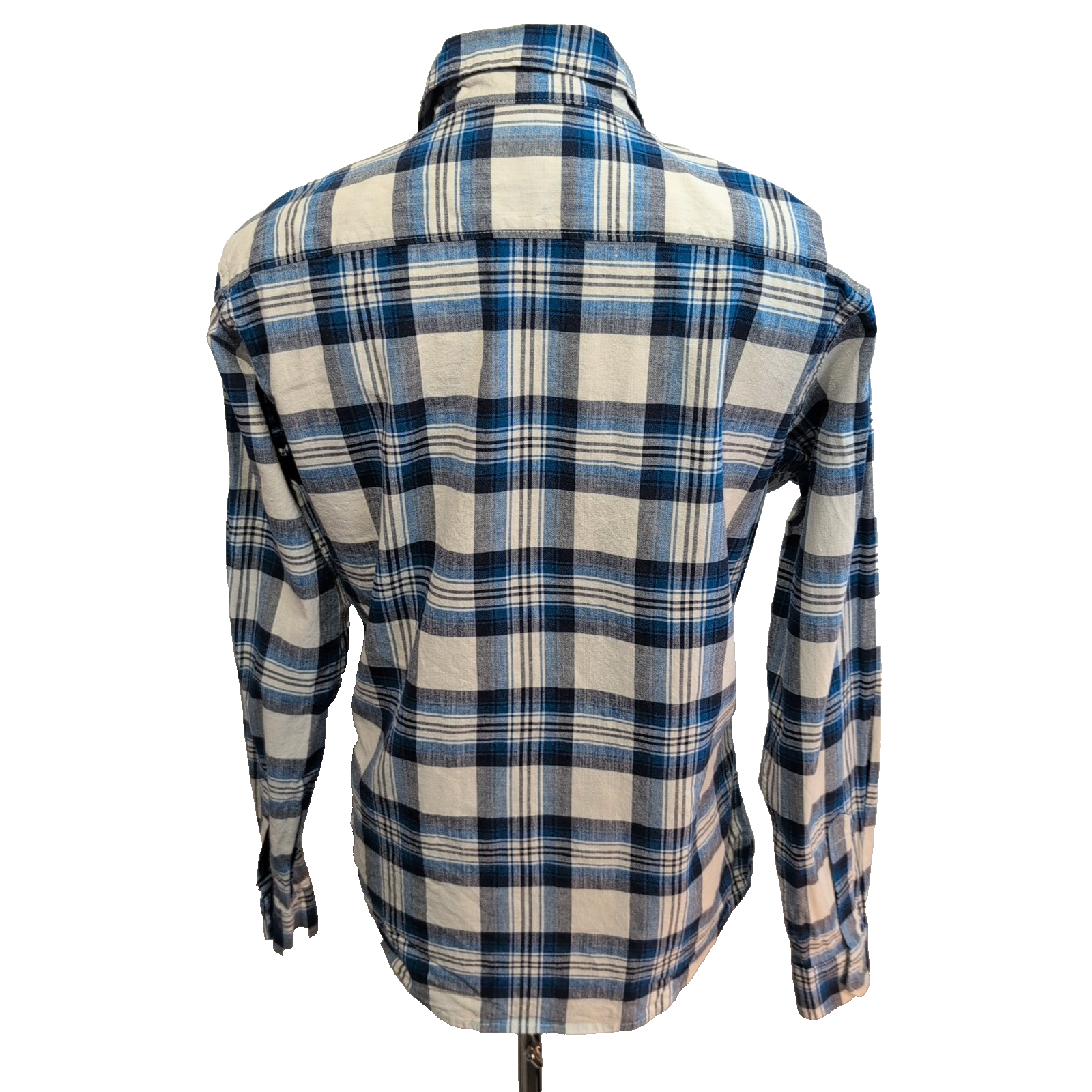 Chemise Wrangler stretch Manches Longues Grands Carreaux Bleu et Blanc Taille M