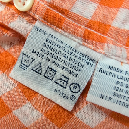 Chemise Polo Ralph Lauren L Flanelle Orange Custom Fit Shirt Button Down Chaude