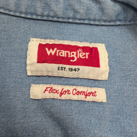 Chemise Wrangler stretch bleu effet jean 2 poches taille S manches longues #211e