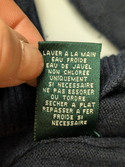 Pull Col Roulé Ralph Lauren (Lauren) femme Bleu Marine Soie Cachemire Taille XL