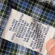 CHEMISE Ralph Lauren Homme L/XL CLASSIC FIT Bleu Vert Carreaux Logo Bleu