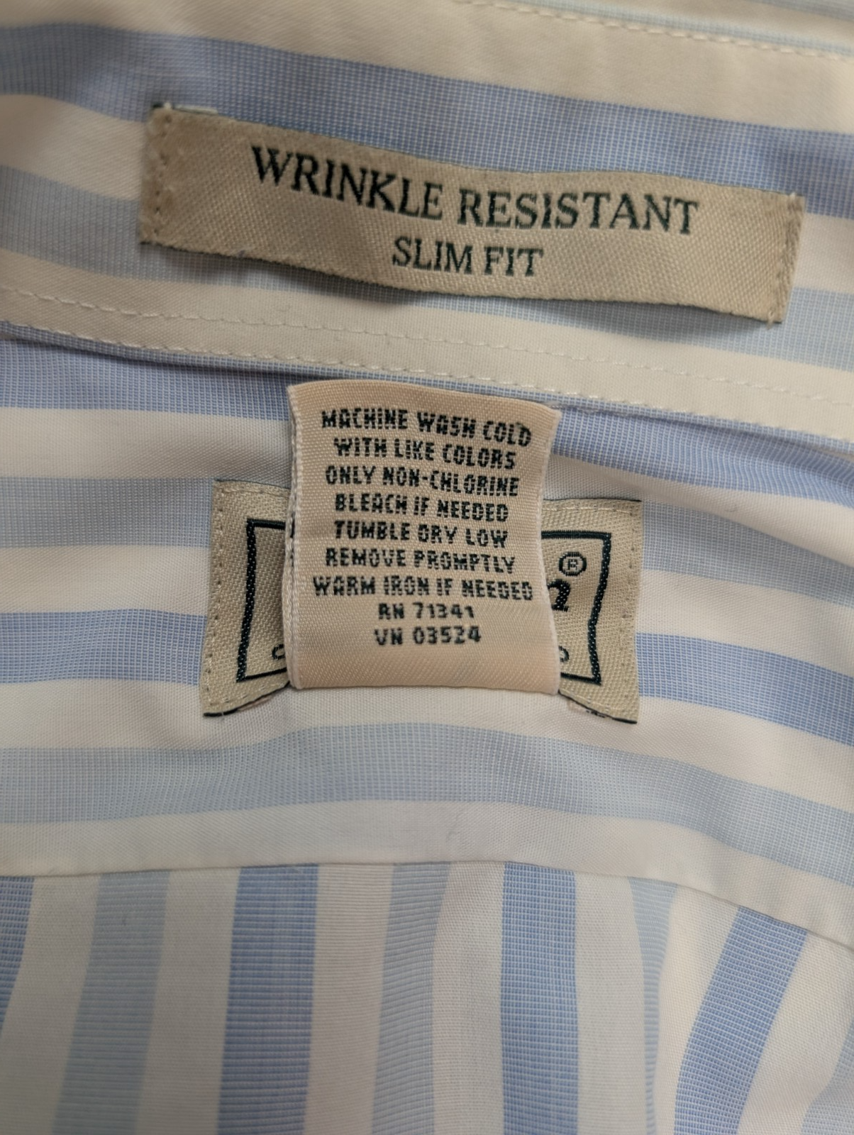 Chemise L.L Bean blanche à rayures bleu taille S #222msch