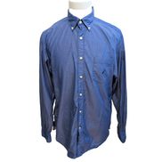 Chemise Nautica L Bleu Rayures 100s Two Ply Coton Logo Poche manches longues