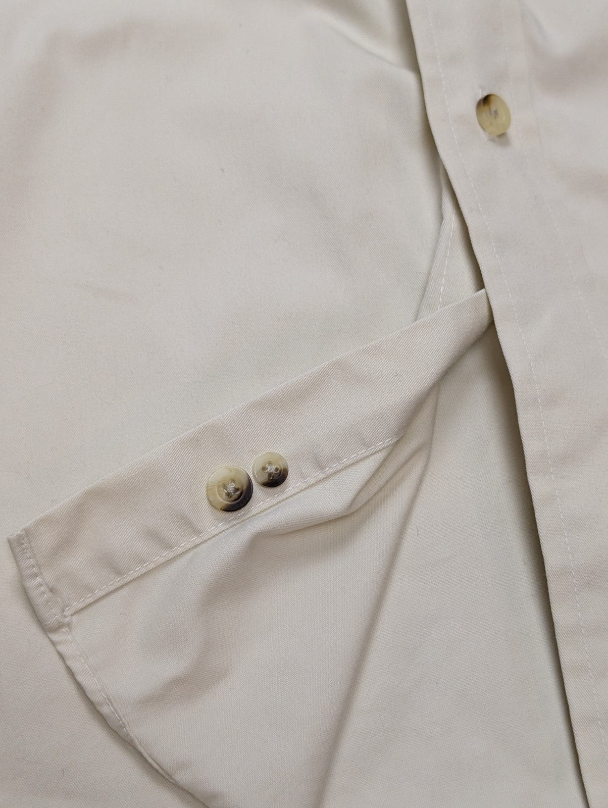Chemise manches courtes L.L. Bean crème uni Vintage Homme taille L