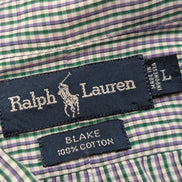 Chemise Ralph Lauren vert violet à petits carreaux taille L #2815
