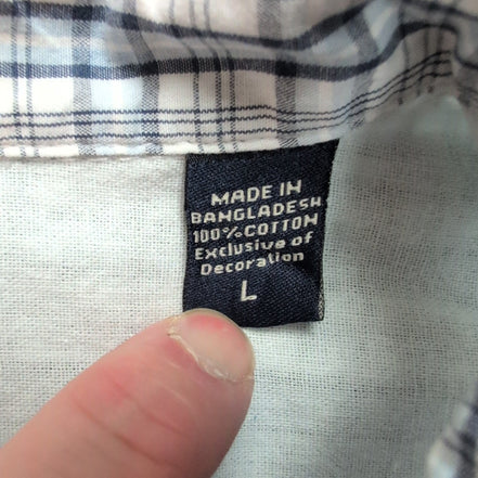 Chemise Wrangler Manche Courte Bleue et Blanche Carreaux Taille L Une Poche