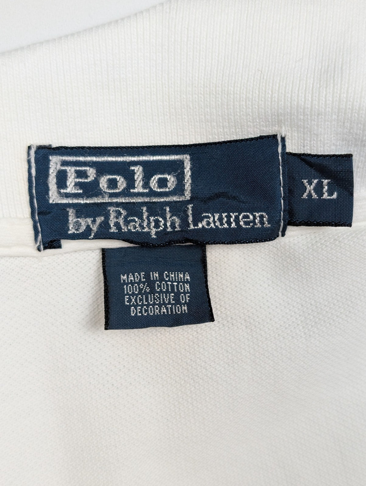 Polo manches courtes Polo Ralph Lauren blanc XL coton piqué logo bleu marine