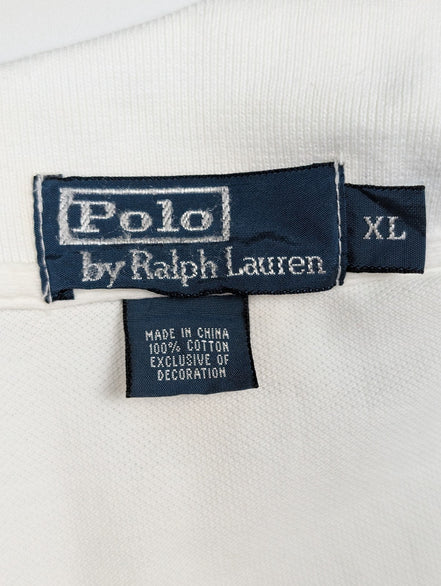 Polo manches courtes Polo Ralph Lauren blanc XL coton piqué logo bleu marine