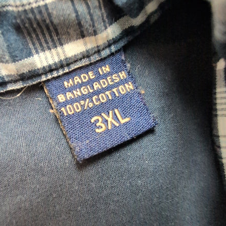 Chemise Wrangler modèle Cool River carreaux bleu marine et blanc 3XL