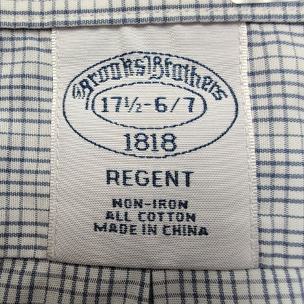 Chemise Brooks Brothers XL/XXL Bleu Carreaux 100% Coton manches longues