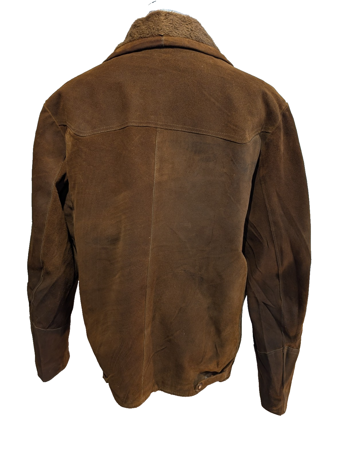 Vintage Pioneer Wear Suede Leather Shearling 44L Brown Western USA |47c