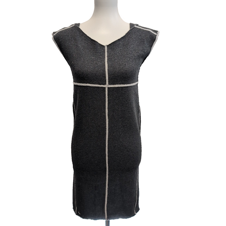 Robe Lacoste Femme Taille 36 Gris Foncé Sans Manches Paillettes Logo Métal