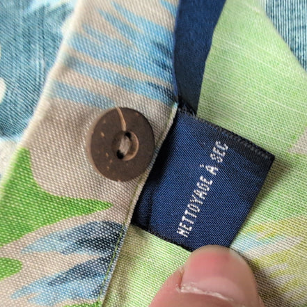 Chemise Hawaïenne Nautica 55% Lin 45% Rayonne Verte Taille L manches courtes