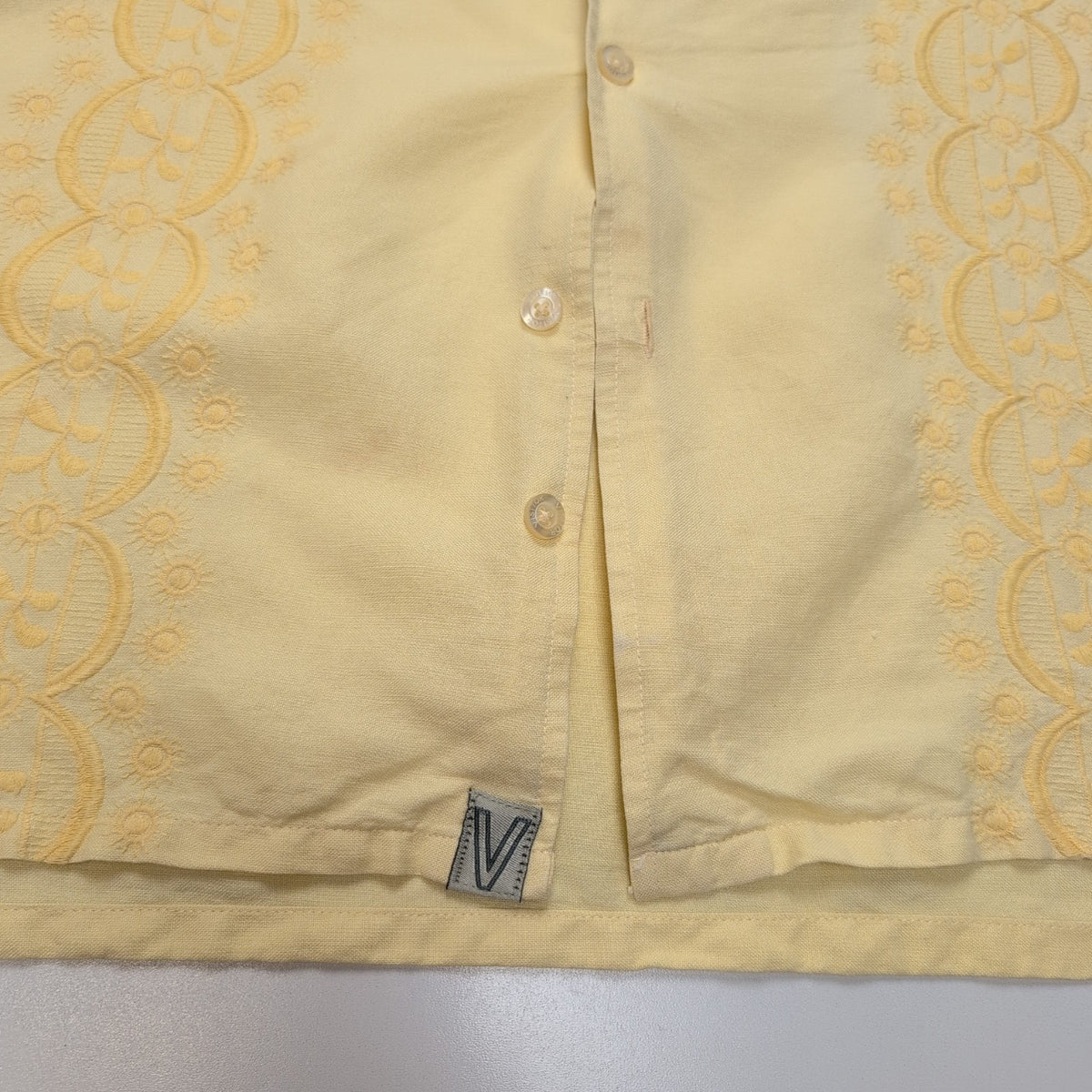 Chemise Hawaïenne Visitor XL Lin Rayonne Style Cuba Panama Jaune Pâle