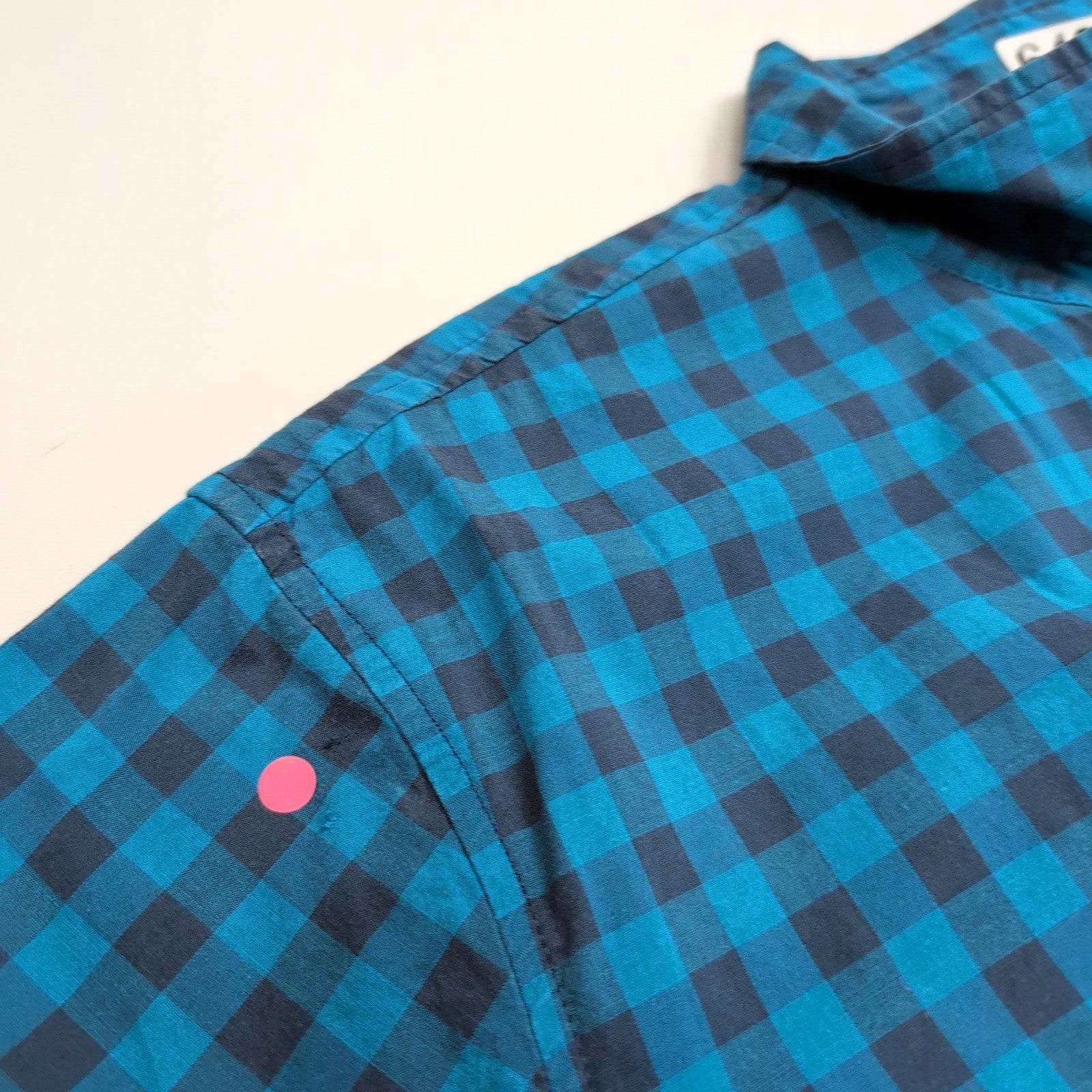Chemise Lee Manches Courtes Bleue et Noire à Carreaux à Poche Taille XL
