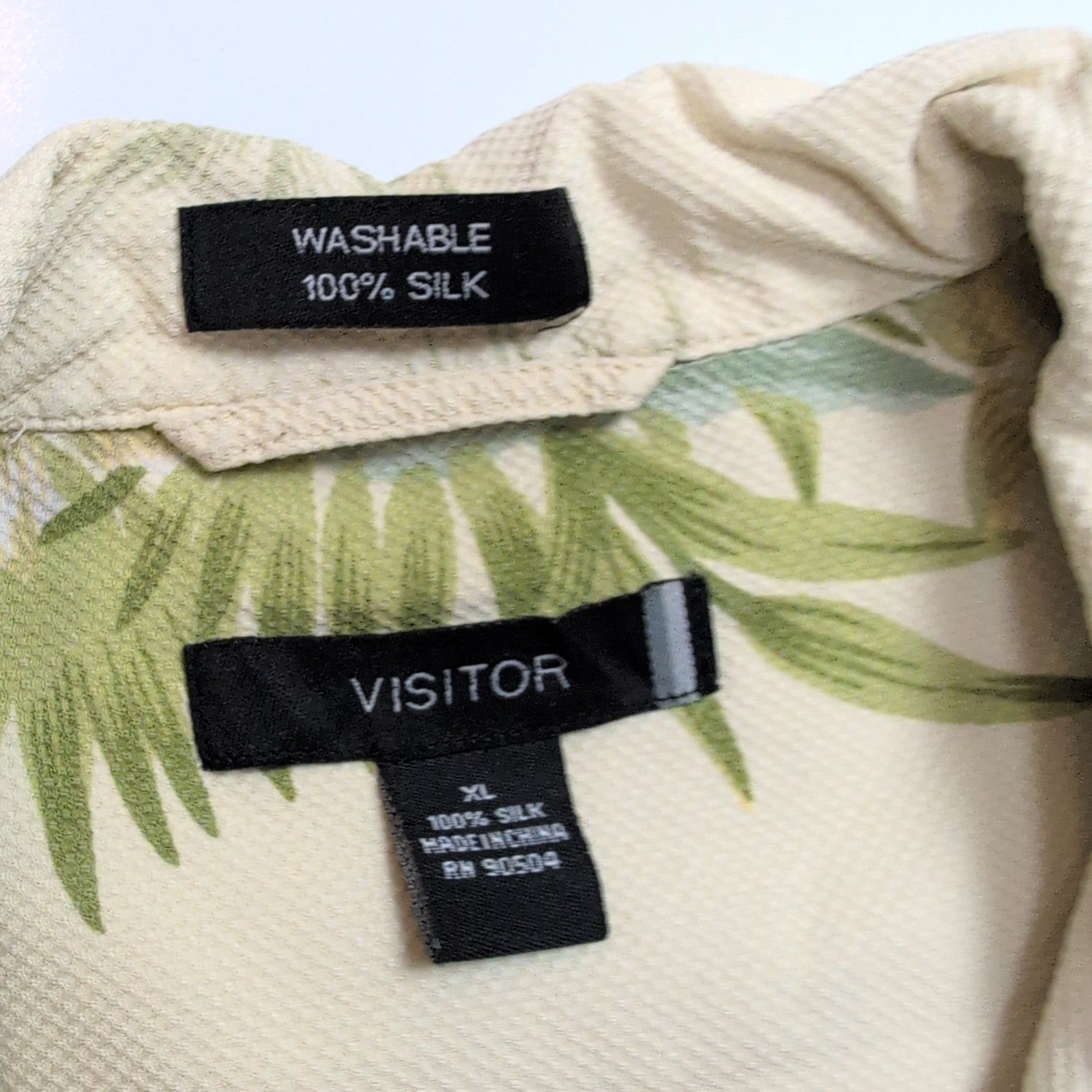Chemise Hawaïenne Visitor Soie Blanc Cassé Floral Palmier XL