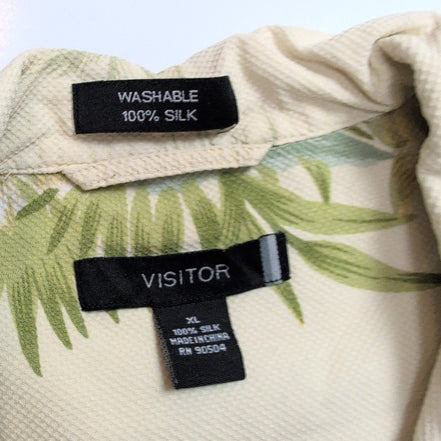Chemise Hawaïenne Visitor Soie Blanc Cassé Floral Palmier XL