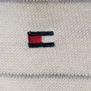 Pull Tommy Hilfiger Homme Blanc Cassé Rayures Grises Col V - Taille M