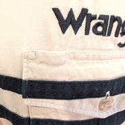 Chemise Wrangler Western Rare Broderie Manches Longues Bleu Marine et Crème T.XL