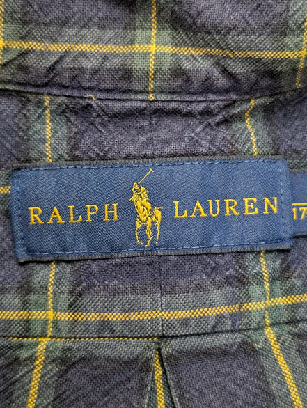 Chemise RALPH LAUREN Carreaux Bleu Marine et Jaune - Taille M