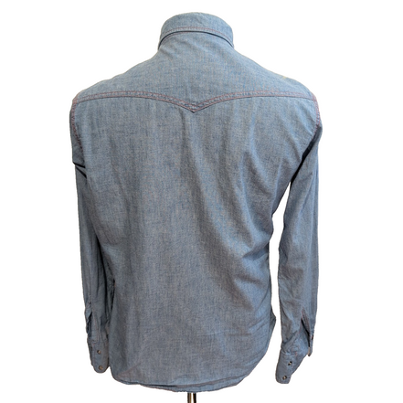 Chemise Landlubber USA M Bleu Jean Western Coton Boutons Pression Col pointes
