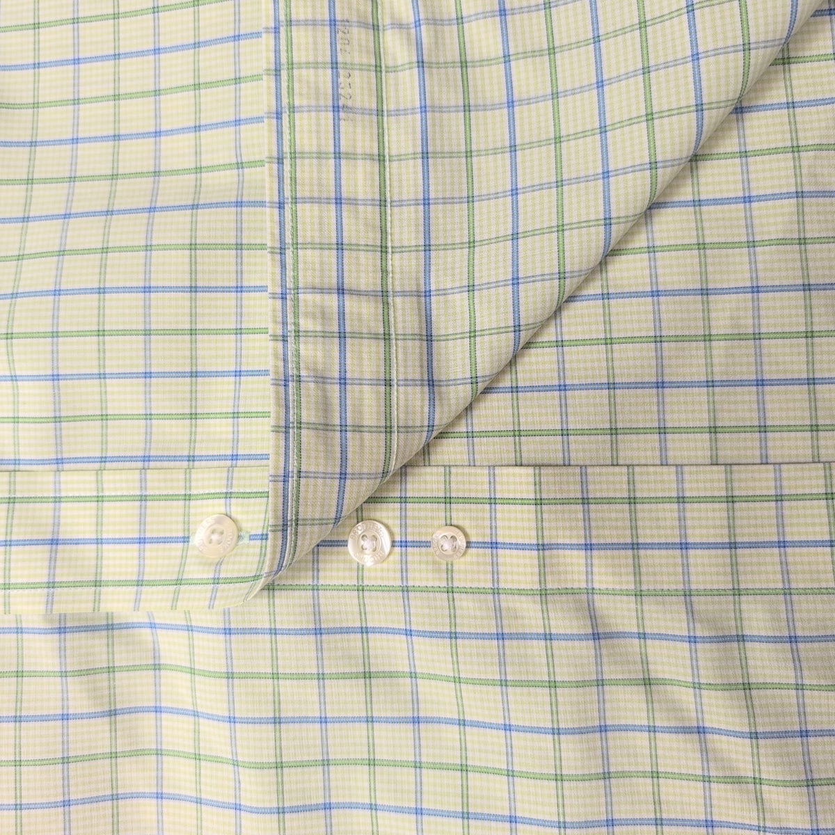 Chemise Brooks Brothers L Vert Bleu Carreaux 100% Coton manches longues