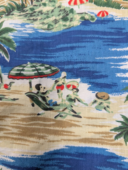 Chemise Hawaïenne J.Crew Coton Bleu Motif Plage & Palmiers - Taille S