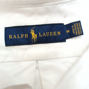 Chemise Ralph Lauren M Blanc Uni Logo Marron Coton manches longues